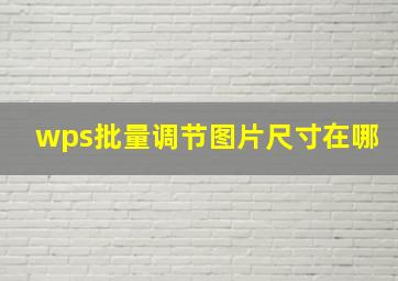 wps批量调节图片尺寸在哪