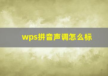 wps拼音声调怎么标