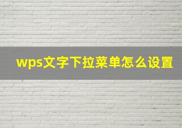 wps文字下拉菜单怎么设置