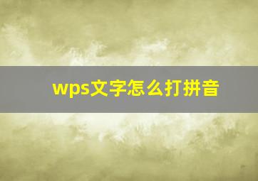 wps文字怎么打拼音