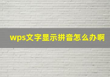 wps文字显示拼音怎么办啊