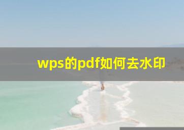 wps的pdf如何去水印