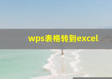 wps表格转到excel