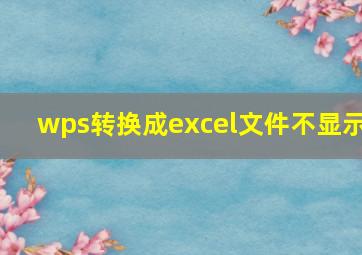 wps转换成excel文件不显示