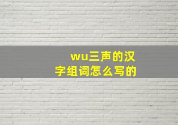 wu三声的汉字组词怎么写的