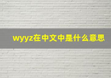 wyyz在中文中是什么意思