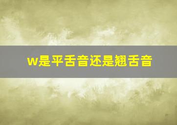 w是平舌音还是翘舌音