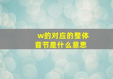 w的对应的整体音节是什么意思