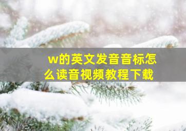 w的英文发音音标怎么读音视频教程下载