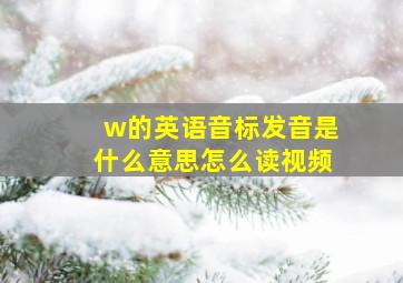 w的英语音标发音是什么意思怎么读视频