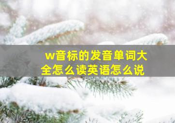 w音标的发音单词大全怎么读英语怎么说