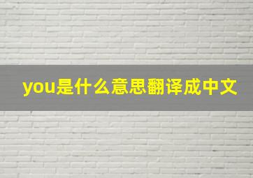 you是什么意思翻译成中文