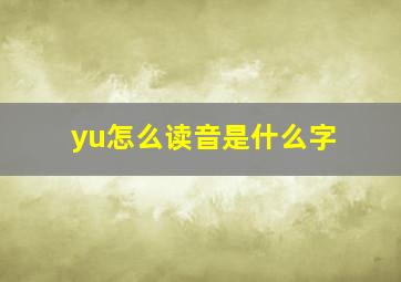 yu怎么读音是什么字