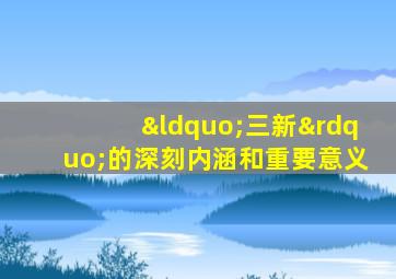 “三新”的深刻内涵和重要意义