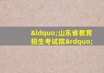 “山东省教育招生考试院”