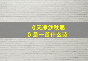 《天净沙秋思》是一首什么诗