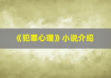 《犯罪心理》小说介绍