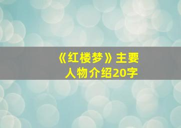 《红楼梦》主要人物介绍20字