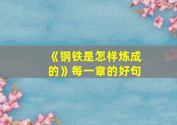 《钢铁是怎样炼成的》每一章的好句