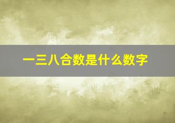 一三八合数是什么数字