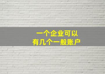 一个企业可以有几个一般账户