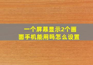 一个屏幕显示2个画面手机能用吗怎么设置