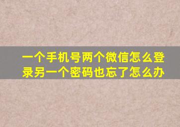 一个手机号两个微信怎么登录另一个密码也忘了怎么办