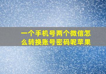 一个手机号两个微信怎么转换账号密码呢苹果