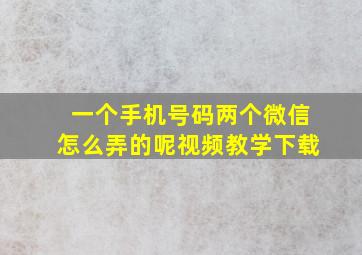 一个手机号码两个微信怎么弄的呢视频教学下载