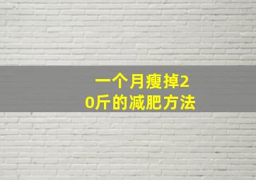 一个月瘦掉20斤的减肥方法