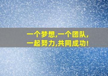 一个梦想,一个团队,一起努力,共同成功!