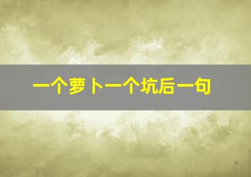 一个萝卜一个坑后一句