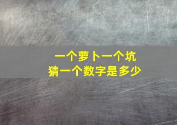 一个萝卜一个坑猜一个数字是多少