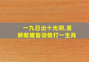 一九日出十光明,呈娇献媚皆动情打一生肖