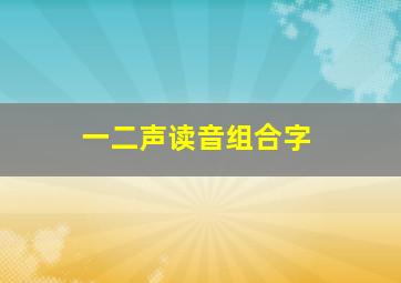 一二声读音组合字