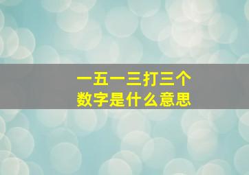 一五一三打三个数字是什么意思