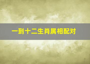 一到十二生肖属相配对