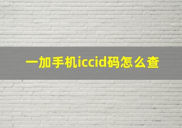 一加手机iccid码怎么查