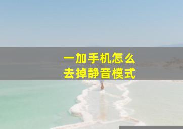 一加手机怎么去掉静音模式