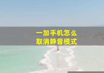 一加手机怎么取消静音模式