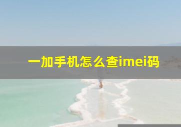 一加手机怎么查imei码