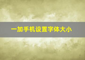 一加手机设置字体大小