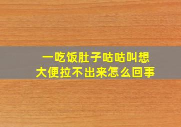 一吃饭肚子咕咕叫想大便拉不出来怎么回事