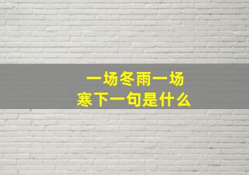 一场冬雨一场寒下一句是什么