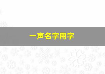 一声名字用字