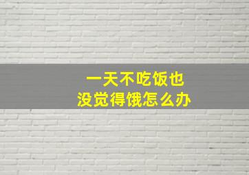 一天不吃饭也没觉得饿怎么办