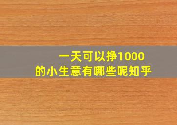 一天可以挣1000的小生意有哪些呢知乎