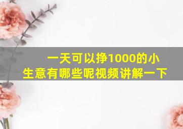 一天可以挣1000的小生意有哪些呢视频讲解一下