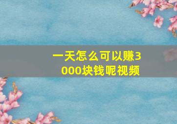 一天怎么可以赚3000块钱呢视频