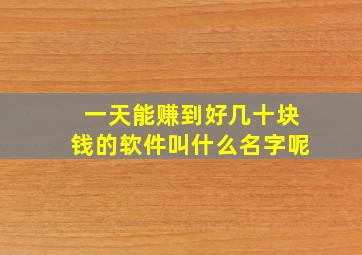 一天能赚到好几十块钱的软件叫什么名字呢